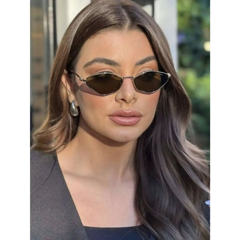 NEW Miu Miu MU56ZS 5AK09Z Gold Dark Brown Geometric Unisex Sunglasses MU 56ZS - Picture 14 of 14